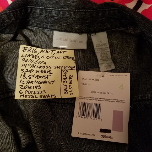 SYMMER DRESS NWT Stylish, Upscale Liz Claiborne Blue Denim - Picture 12 of 16